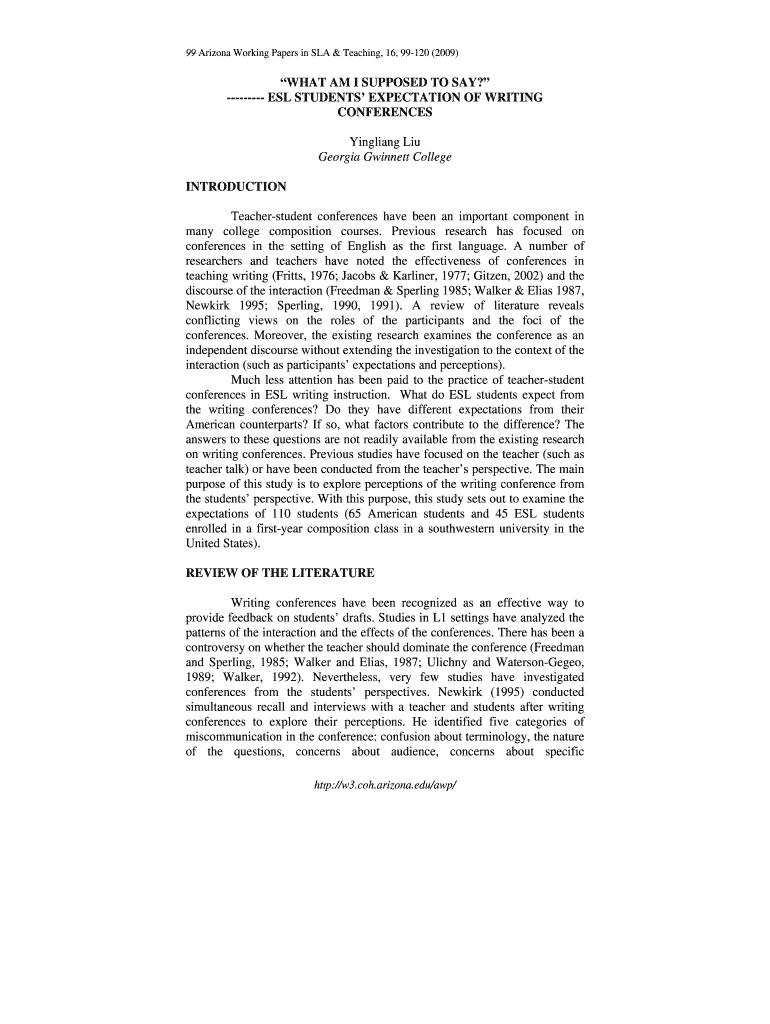 ESL Students' Expectation of Writing Conferences - Graduate Preview on Page 1