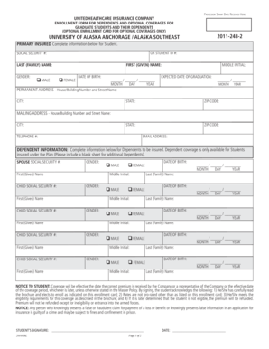University of Alaska Enrollment Form for Dependents