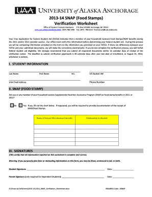 2013-14 SNAP Verification Worksheet