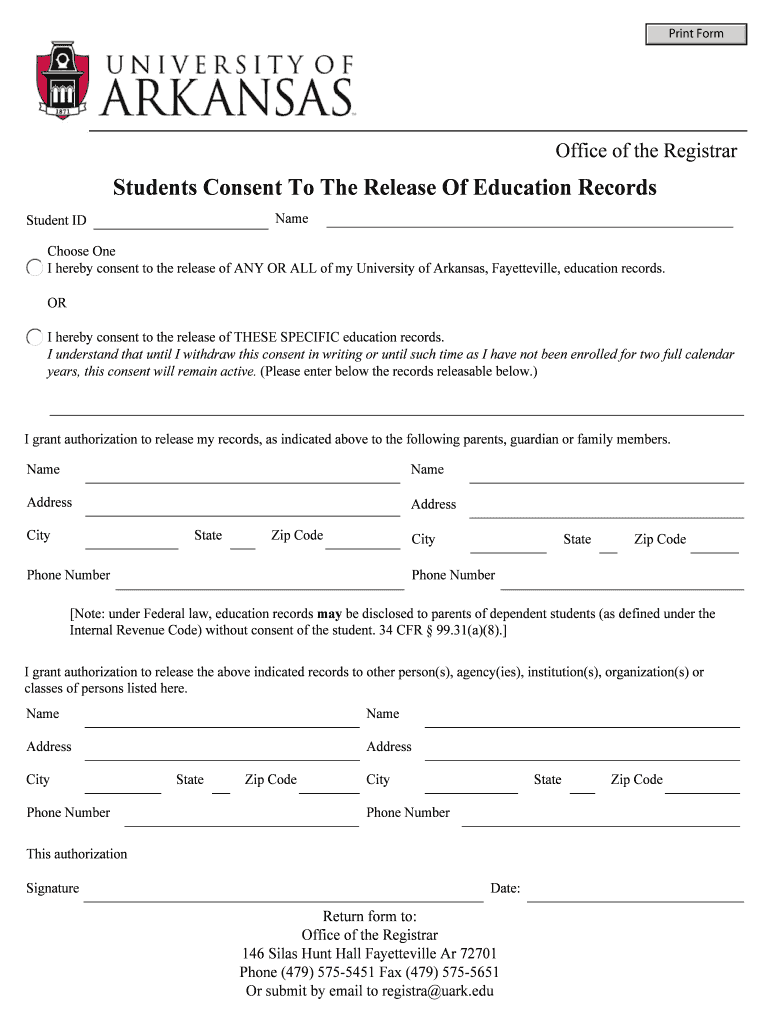Students Consent To The Release Of Education Records Preview on Page 1