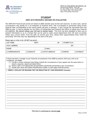 2009-2010 Financial Aid Re-Evaluation Form