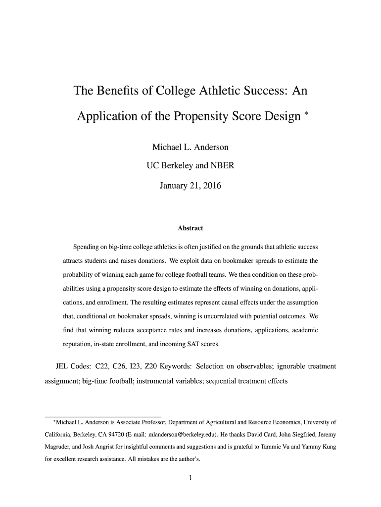 The Benefits of College Athletic Success: An Preview on Page 1