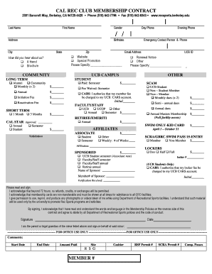 Cal Rec Club Membership Contract