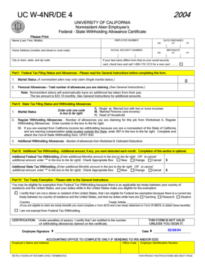 UC W-4NR/DE 4 Form