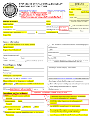 University of California Berkeley Proposal Review Form