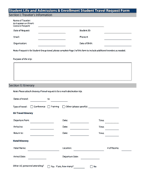 Student Travel Request Form