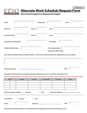 Sample work schedule - work schedule form