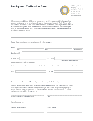 Employment Verification Form