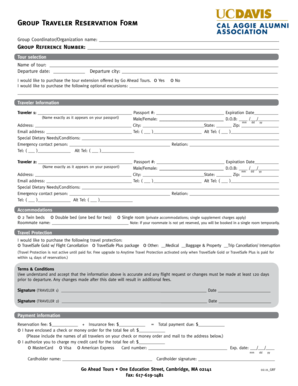 Group Traveler Reservation Form