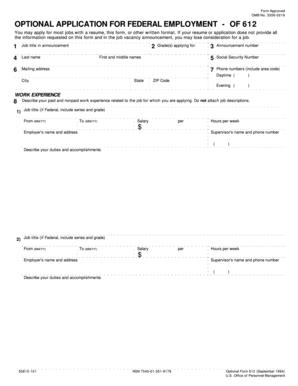 Optional Application for Federal Employment