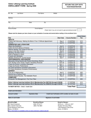 Osher Lifelong Learning Institute Enrollment Form