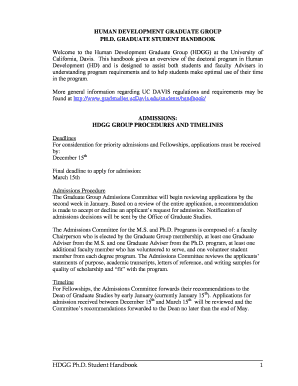 HUMAN DEVELOPMENT GRADUATE GROUP PH.D. STUDENT HANDBOOK