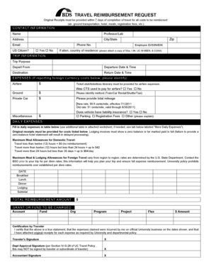 Travel Reimbursement Request Form