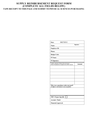 SUPPLY REIMBURSEMENT REQUEST FORM