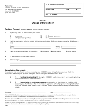 UCI Change of Status Form