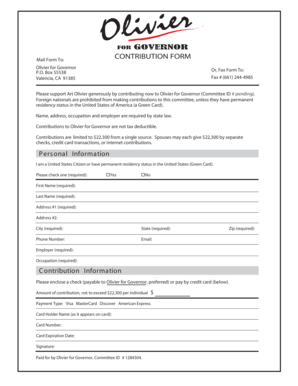 Olivier for Governor Contribution Form