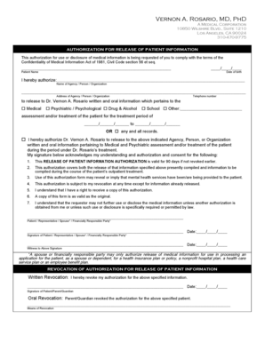 Authorization for Release of Patient Information