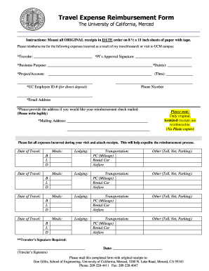 Travel Expense Reimbursement Form
