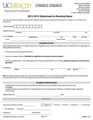 UCM Housing Status Adjustment Form