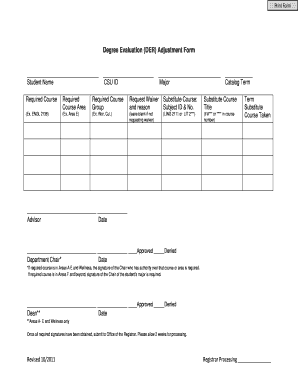 Degree Evaluation Adjustment Form
