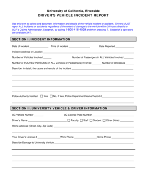 Incident Report Form - University of California, Riverside - risk ucr