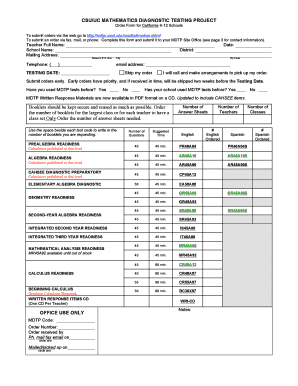 California K-12 Schools Mathematics Diagnostic Testing Order Form