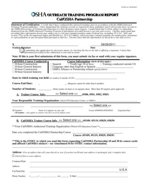 OSHA Outreach Training Program Report