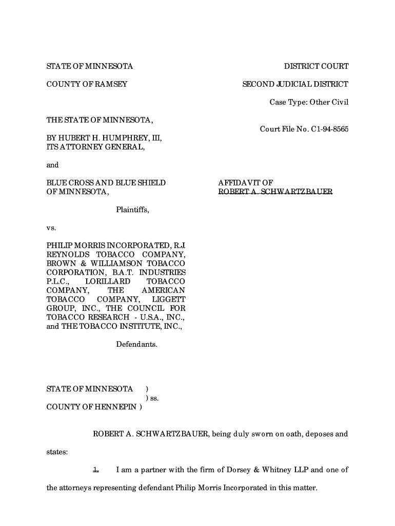 Affidavit Of Robert A Schwartzbauer - UCSF Library Preview on Page 1
