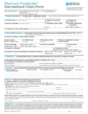 BlueCard Worldwide International Claim Form