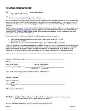 volunteer agreement letter