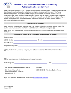 Financial Information Release Authorization Form