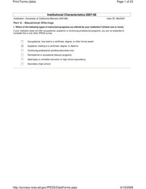 Institutional Characteristics Form 2007-08