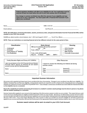 UCA Financial Aid Application