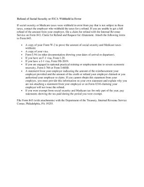 IRS Form 843 Claim for Refund
