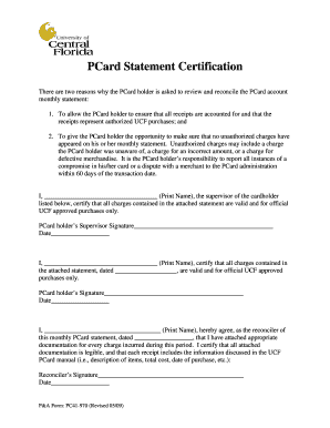 PCard Statement Certification