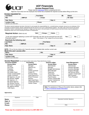 UCF Financials Access Request Form