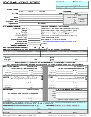 UCSC Travel Advance Request Form