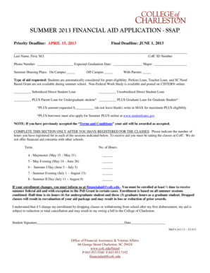 Summer 2013 Financial Aid Application
