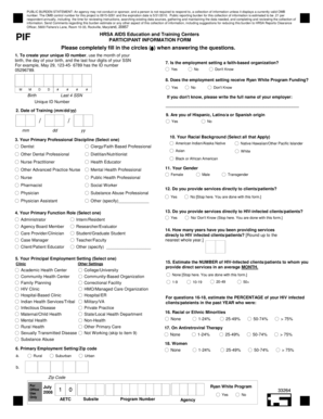 HRSA AIDS Education and Training Centers Participant Information Form