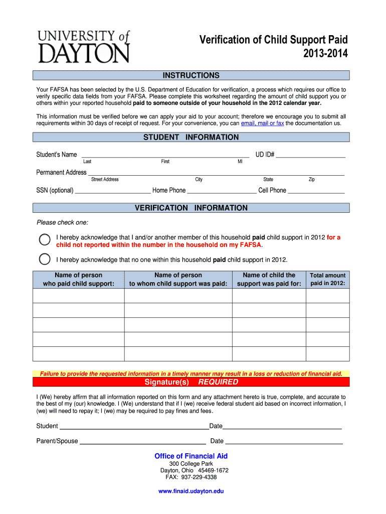 verification of child support paid form Fill Online, Printable ...