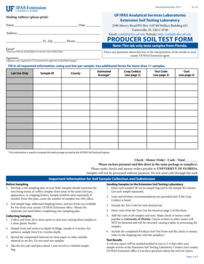 Producer Soil Test Form