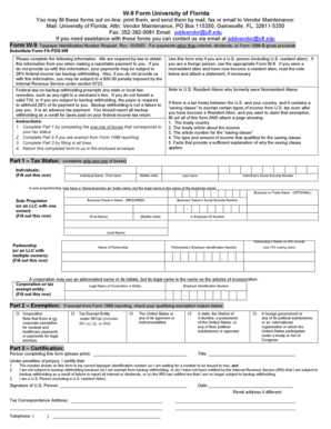 W-9 Form University of Florida