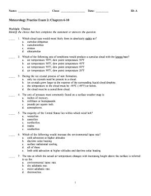 Meteorology Practice Exam