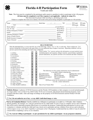 Florida 4-H Participation Form