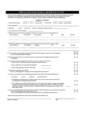 Georgia Residence Status Application