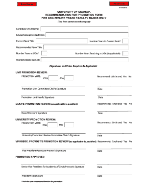 recommendation for promotion board form