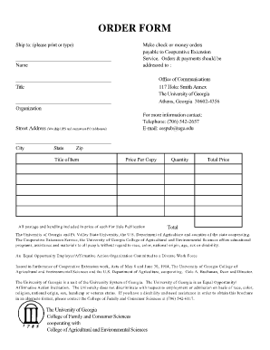 University of Georgia Order Form