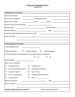 Hiring and Separation Form
