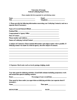 Federal Lobbying Report Form