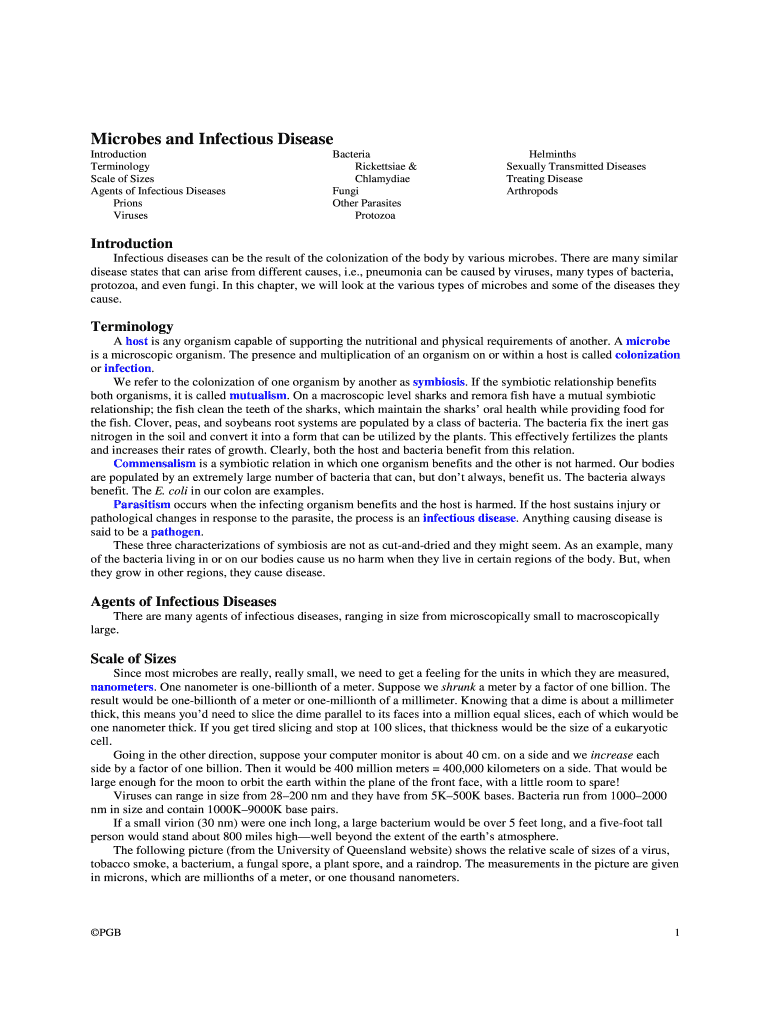 Microbes and Infectious Disease Preview on Page 1